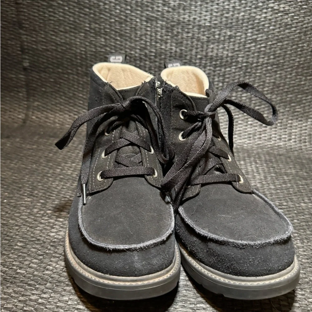 UGG Kids Black Suede Lace-Up Boots